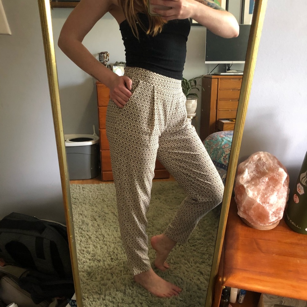 Printed mid-waist dress slacks